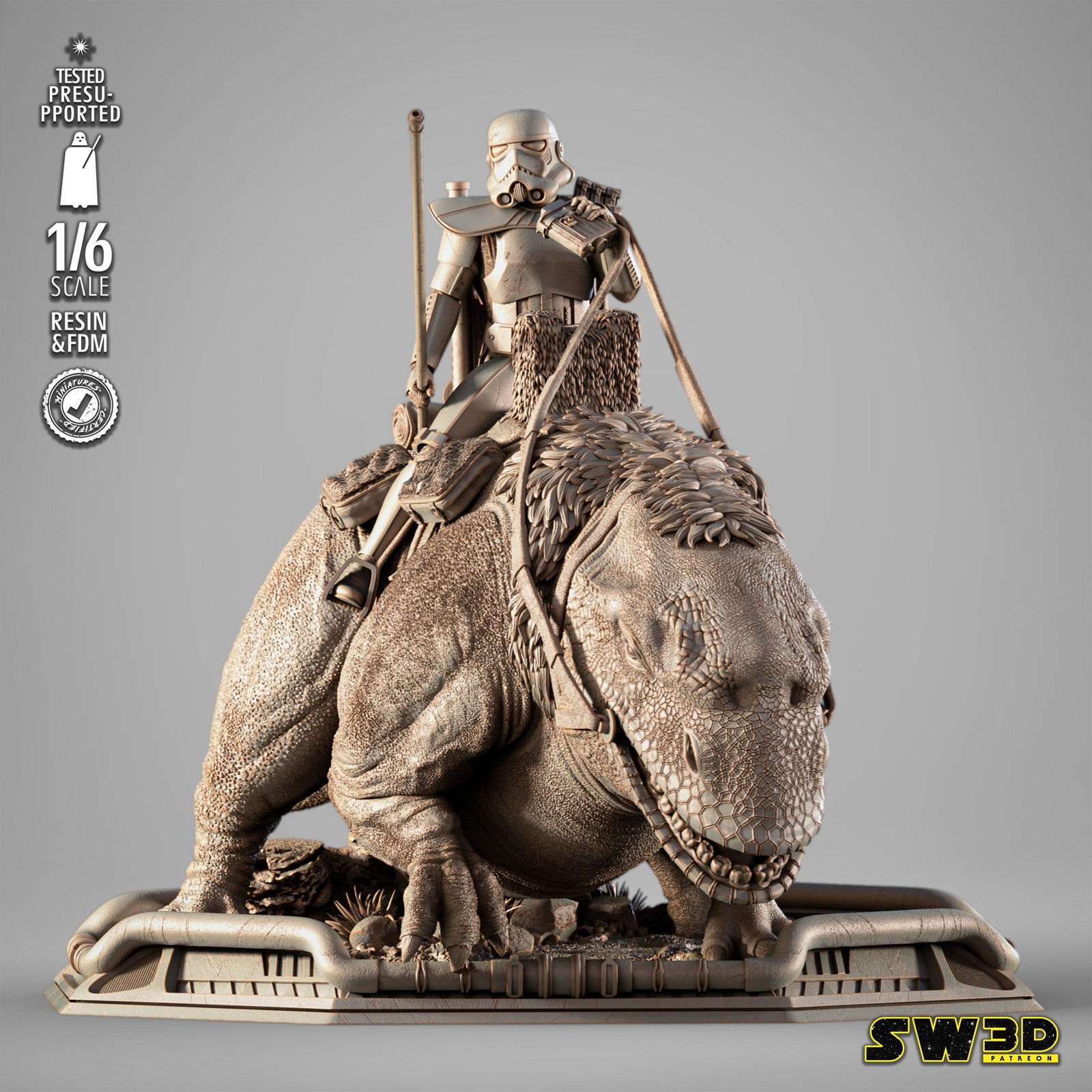 Sand Trooper in Dewback Sculpture