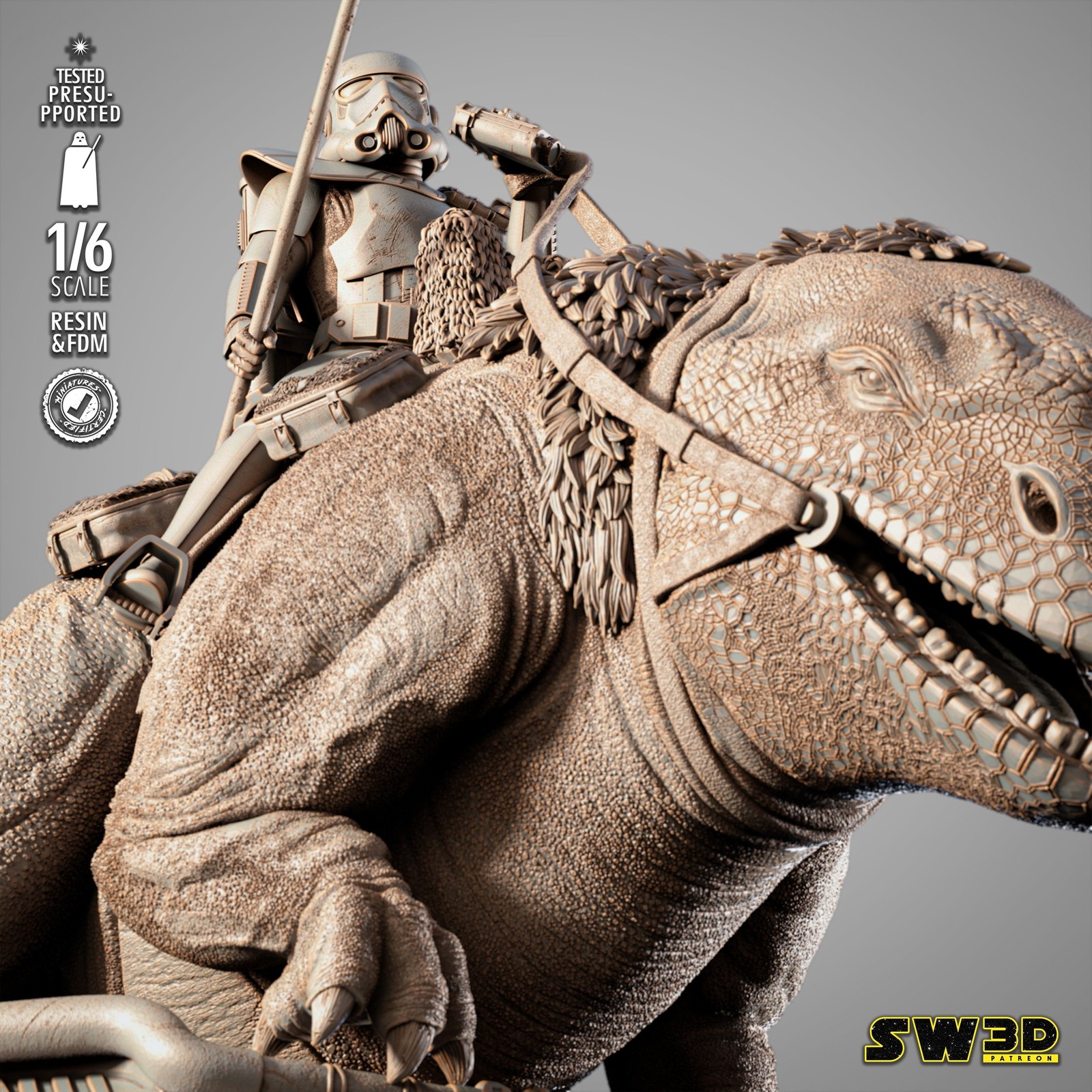 Sand Trooper in Dewback Sculpture - Image 4