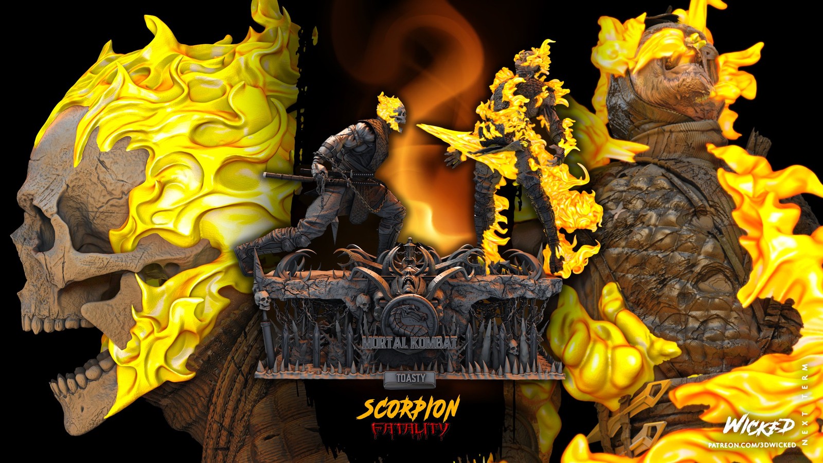 Video Game Scorpion Vs Sub Zero Diorama TOASTY Sculpture
