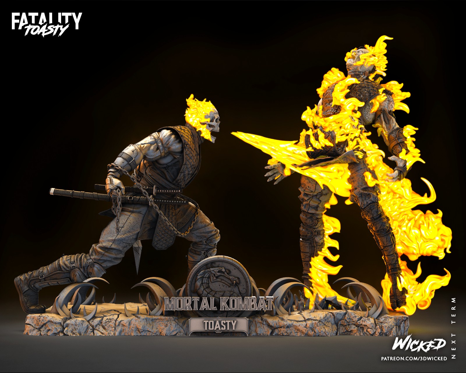 Video Game Scorpion Vs Sub Zero Diorama TOASTY Sculpture - Image 2