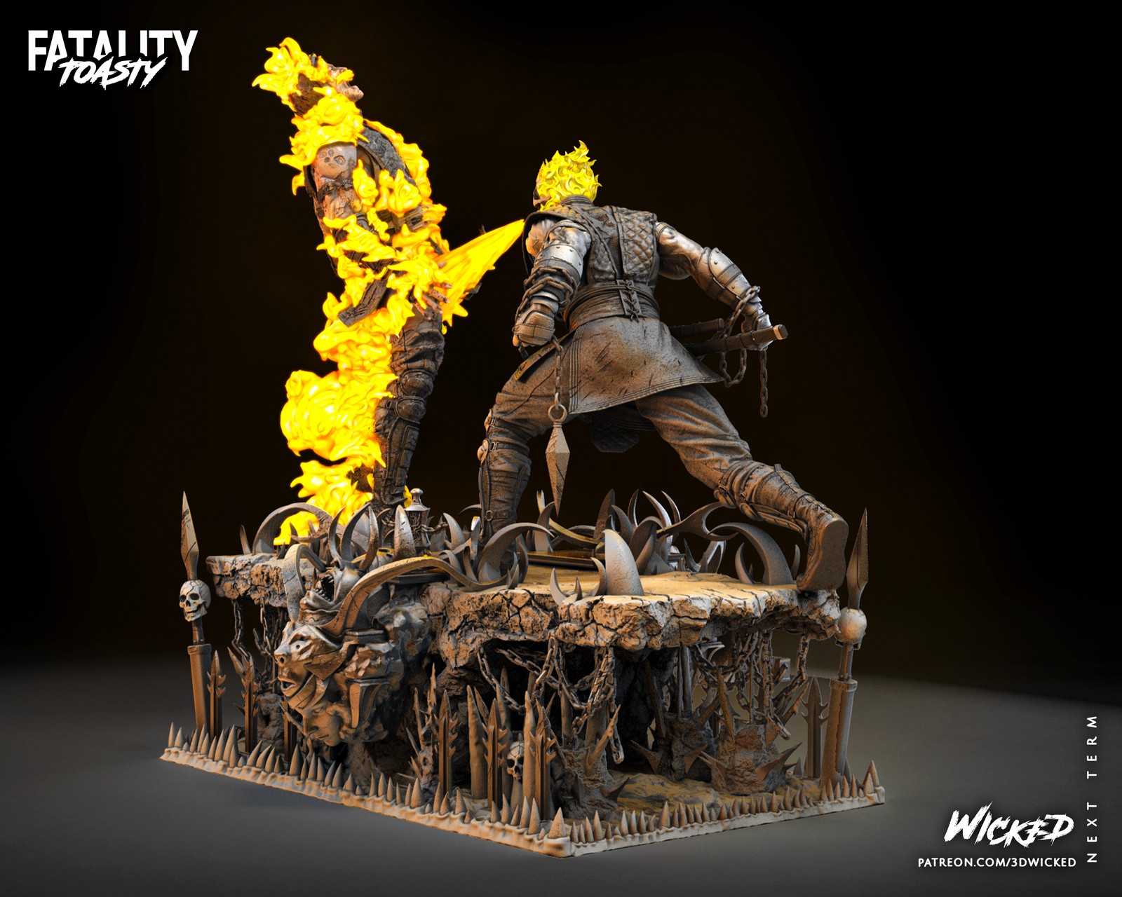 Video Game Scorpion Vs Sub Zero Diorama TOASTY Sculpture - Image 3