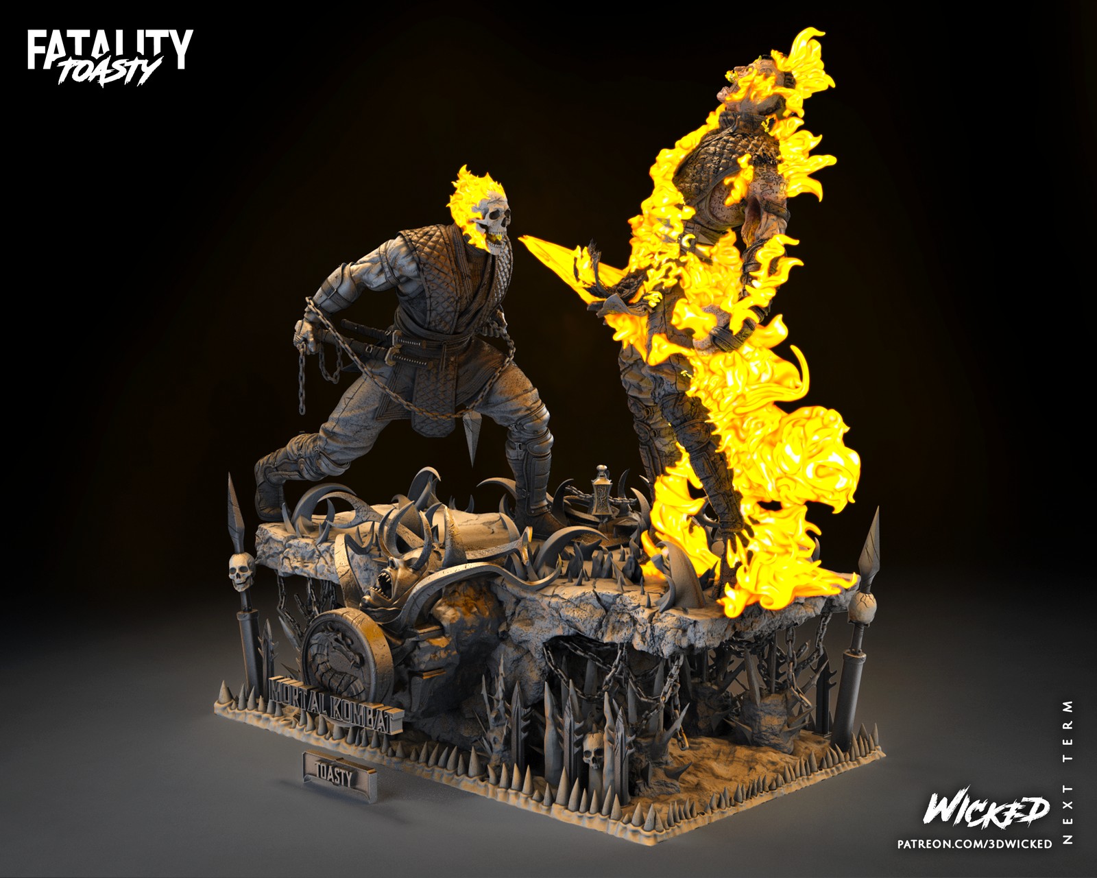 Video Game Scorpion Vs Sub Zero Diorama TOASTY Sculpture - Image 4
