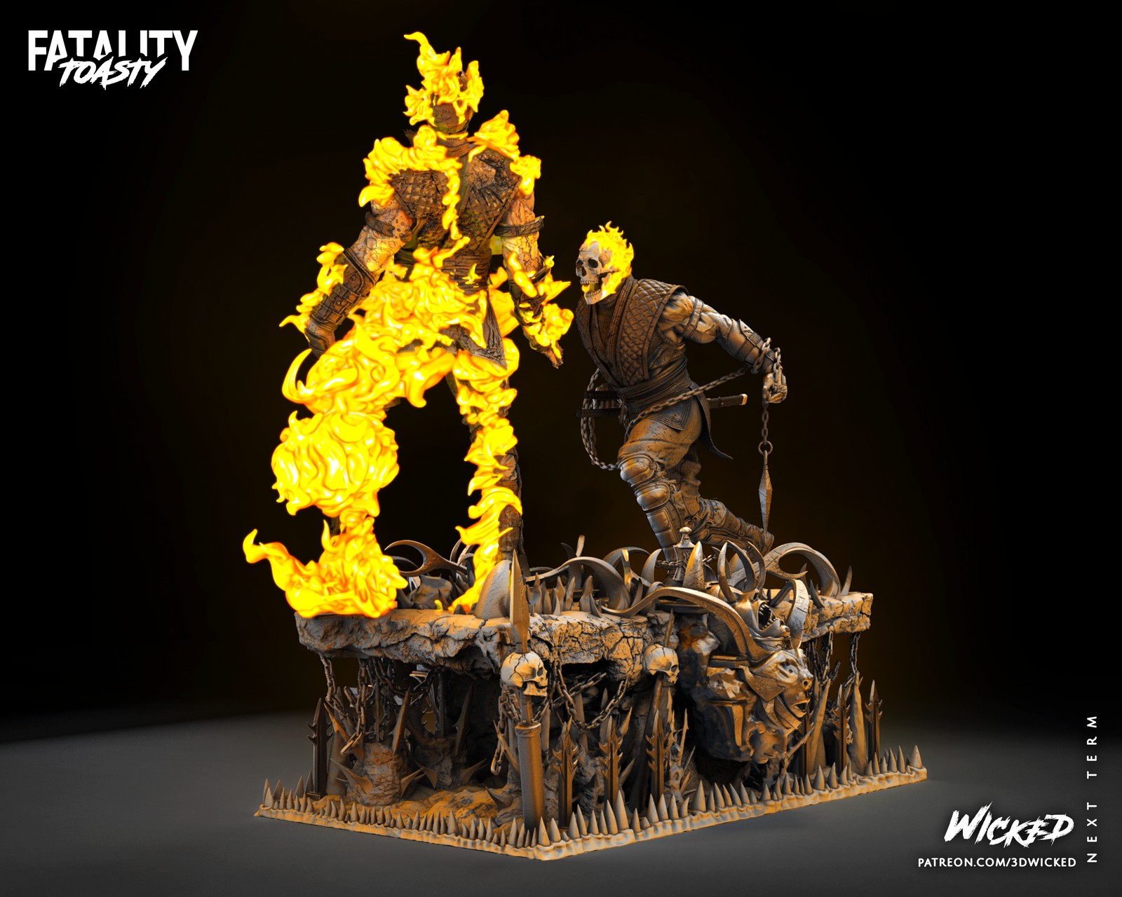 Video Game Scorpion Vs Sub Zero Diorama TOASTY Sculpture - Image 5