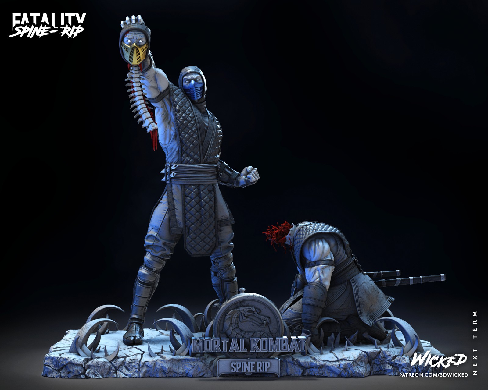 Video Game Sub Zero Vs Scorpion Diorama Spine Rip Sculpture - Image 4