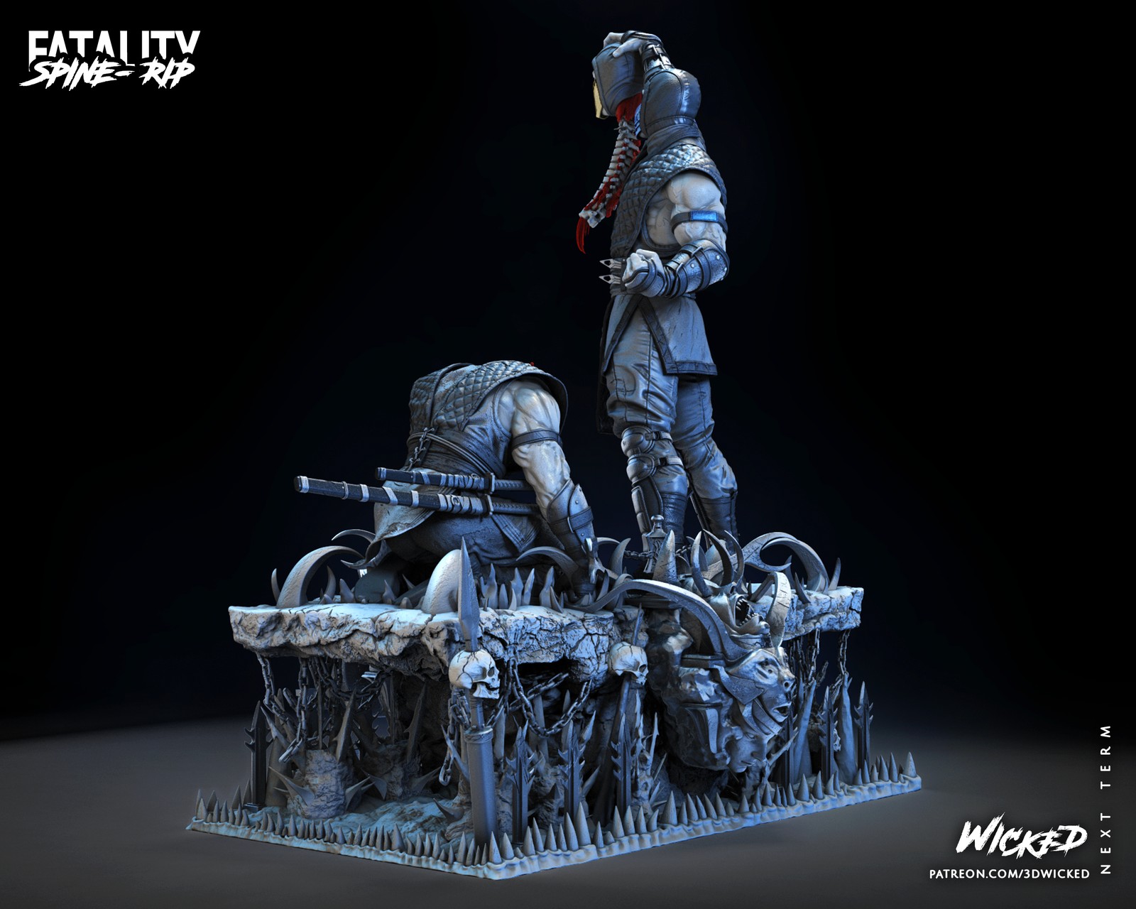 Video Game Sub Zero Vs Scorpion Diorama Spine Rip Sculpture - Image 5