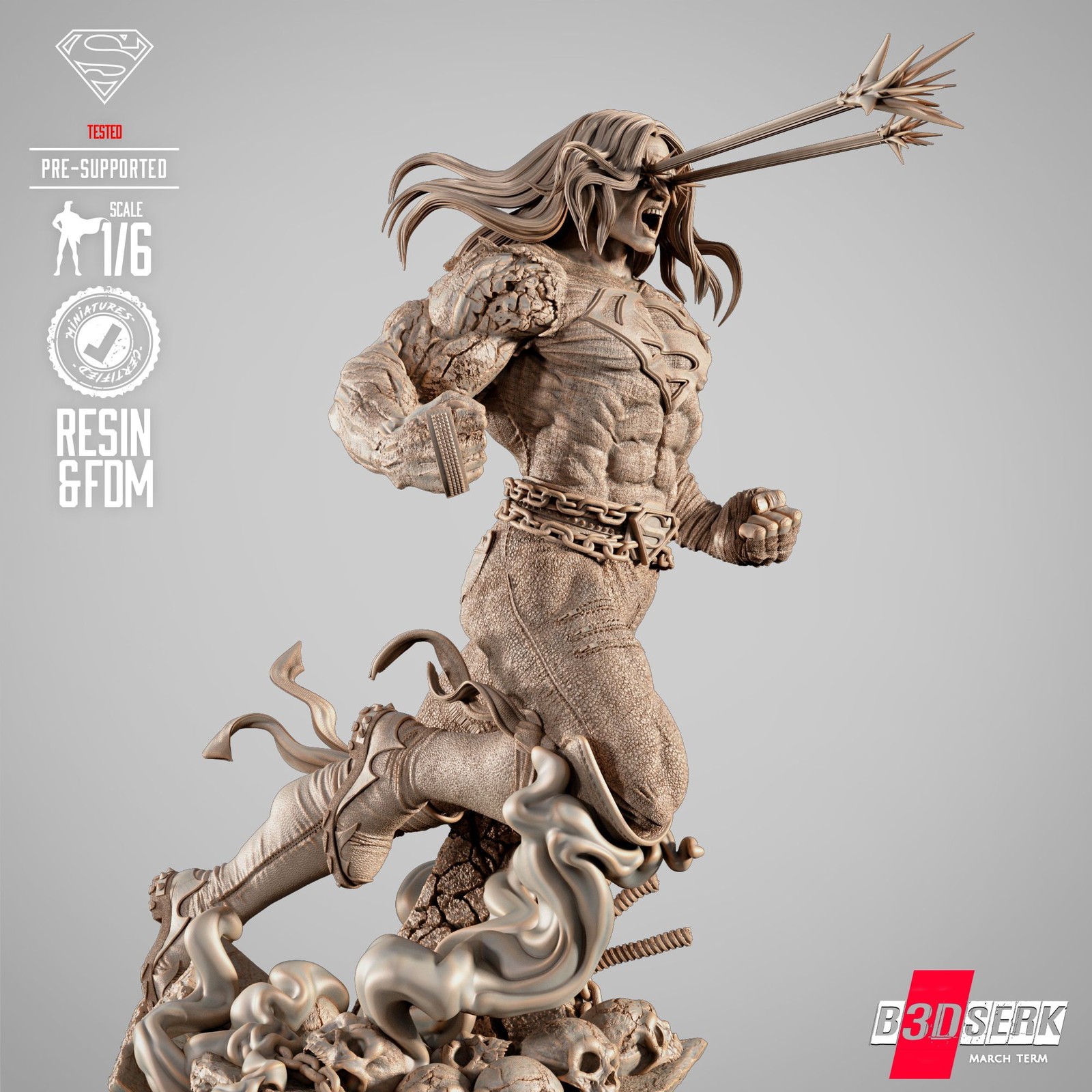 Superman Long Hair Dark Nights Sculpture - Image 2