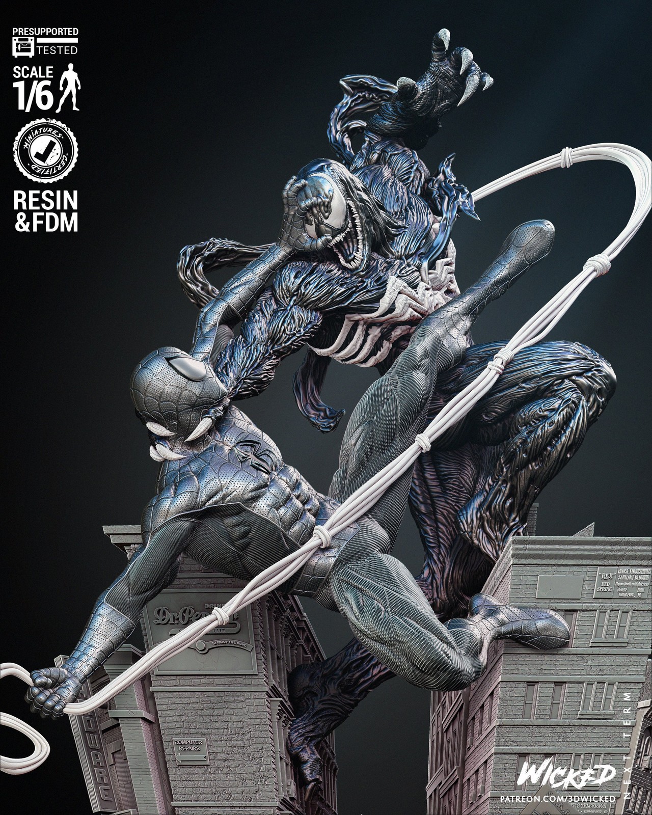 Marvel Venom and Spiderman Diorama - Image 2