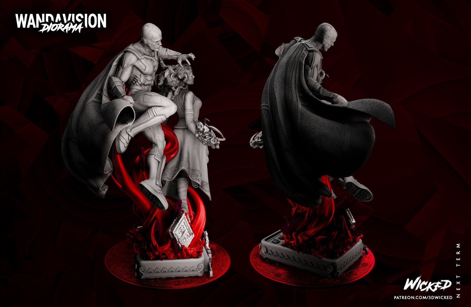 Wanda and Vision Diorama Sculpture - Image 3