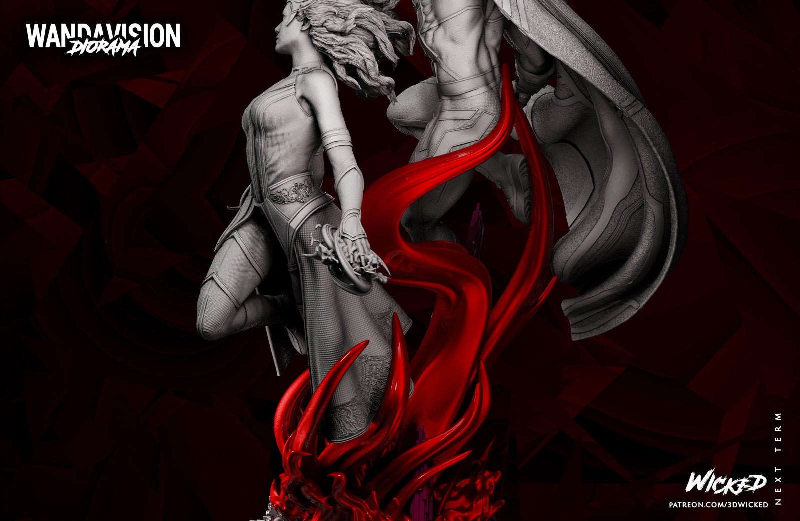 Wanda and Vision Diorama Sculpture - Image 4