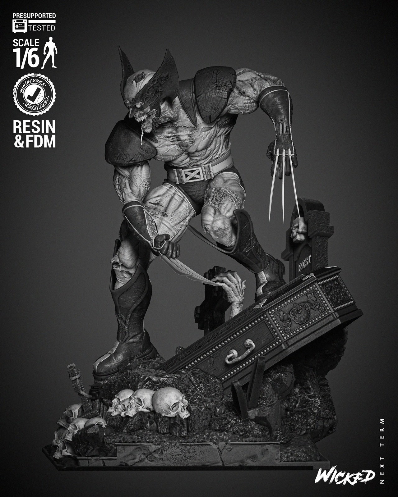 Marvel Wolverine Zombie Sculpture - Image 2