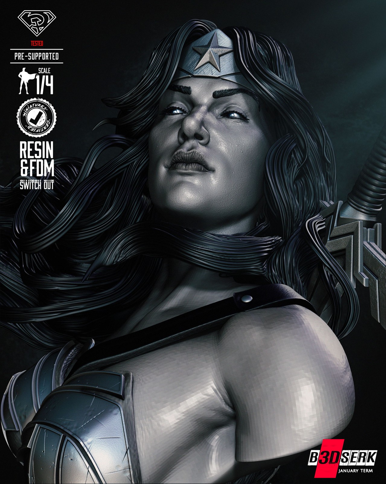 Red Son Wonder Woman Bust Portrait - Image 3