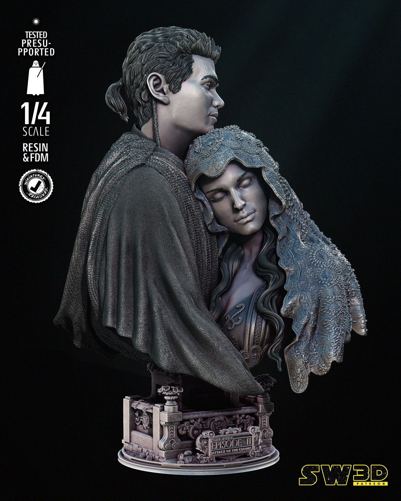 Young Anakin and Padme Bust Portrait