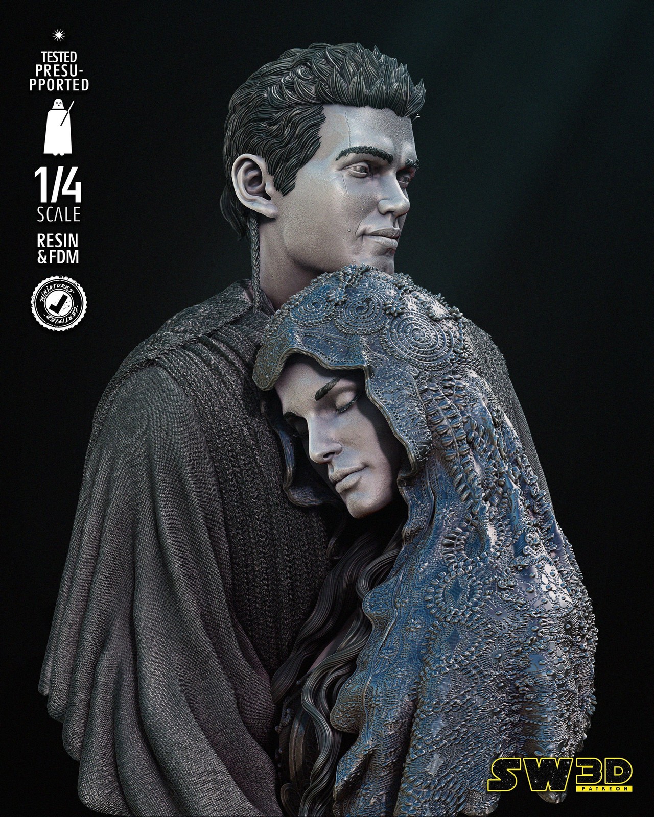 Young Anakin and Padme Bust Portrait - Image 4