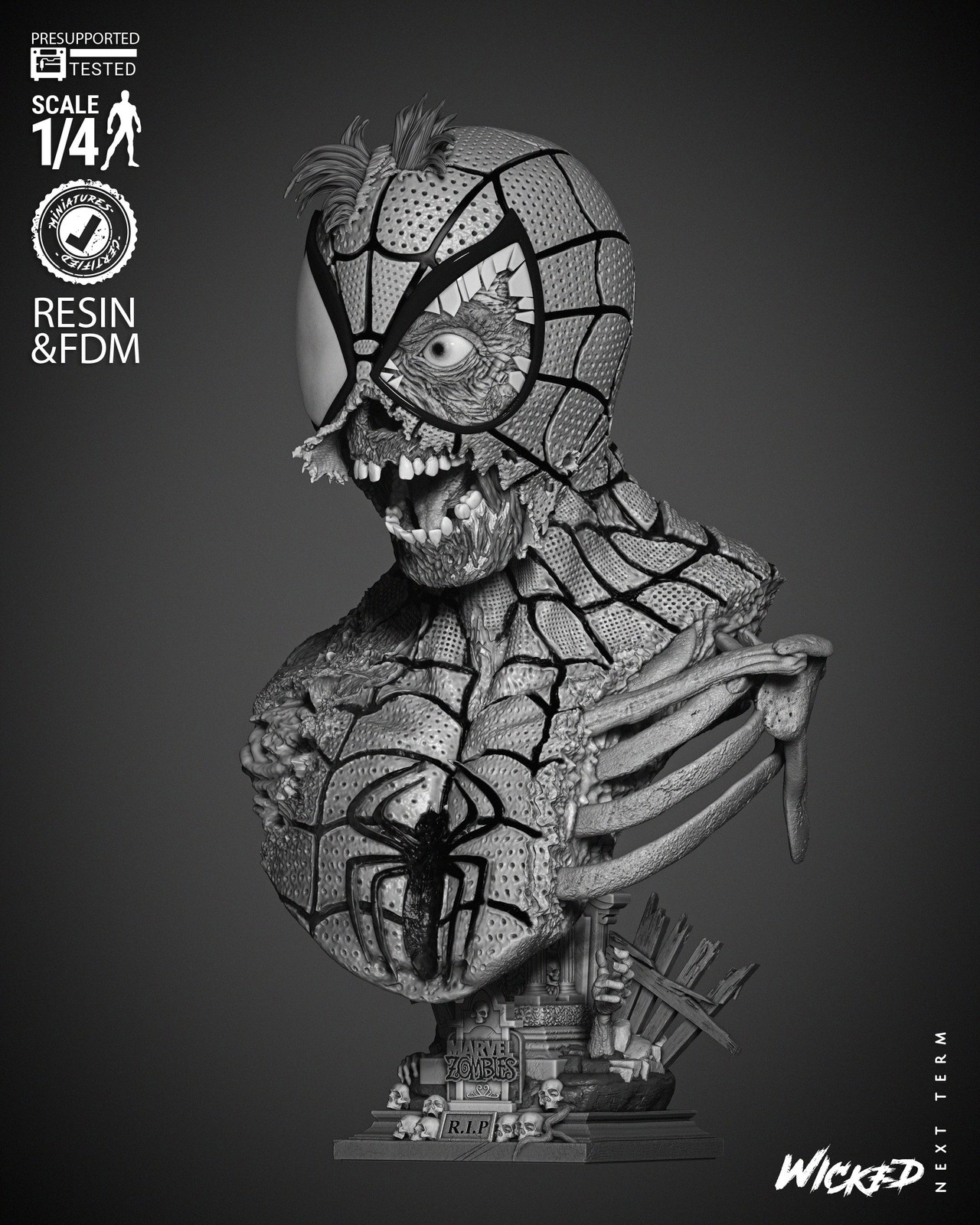 Marvel Spiderman Zombie Portrait Bust - Image 2