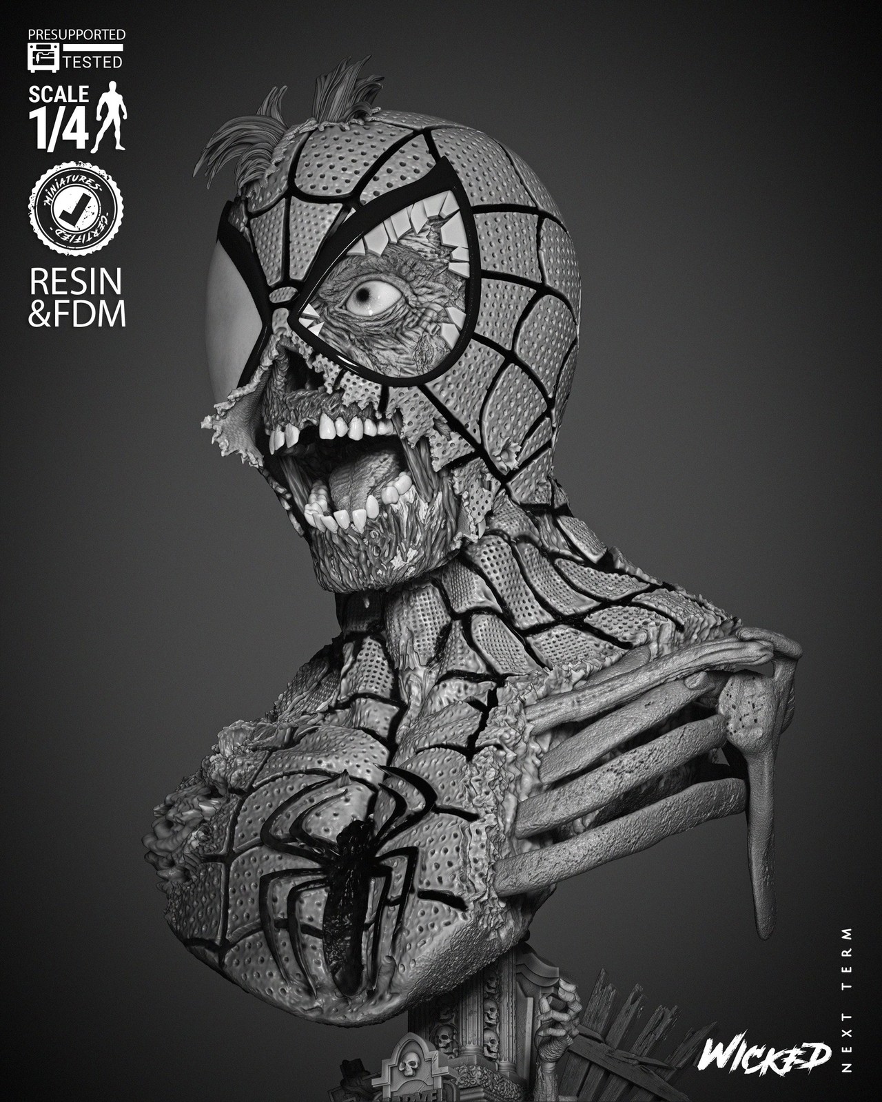 Marvel Spiderman Zombie Portrait Bust - Image 3