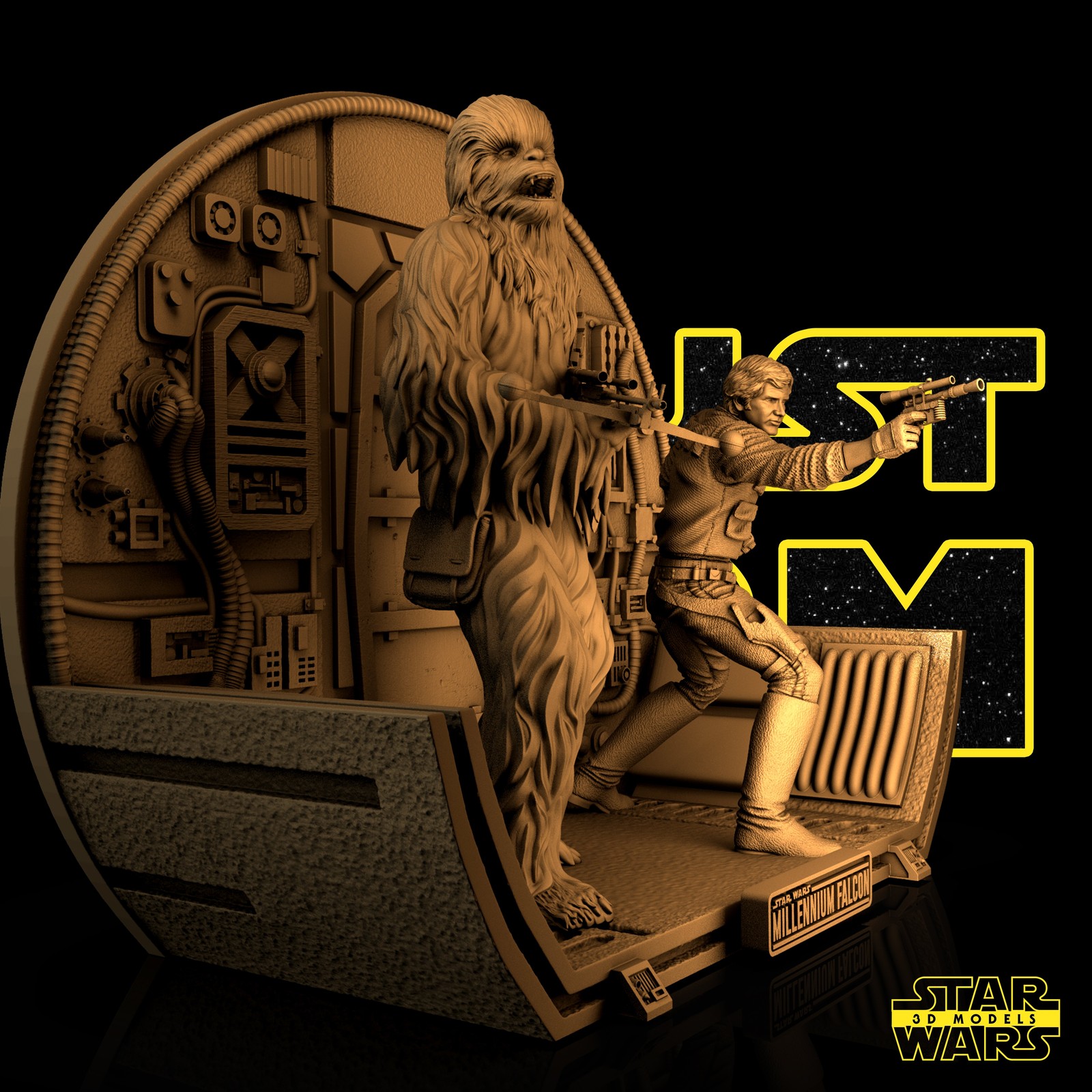 Han Solo And Chewbacca Diorama Base - Image 4