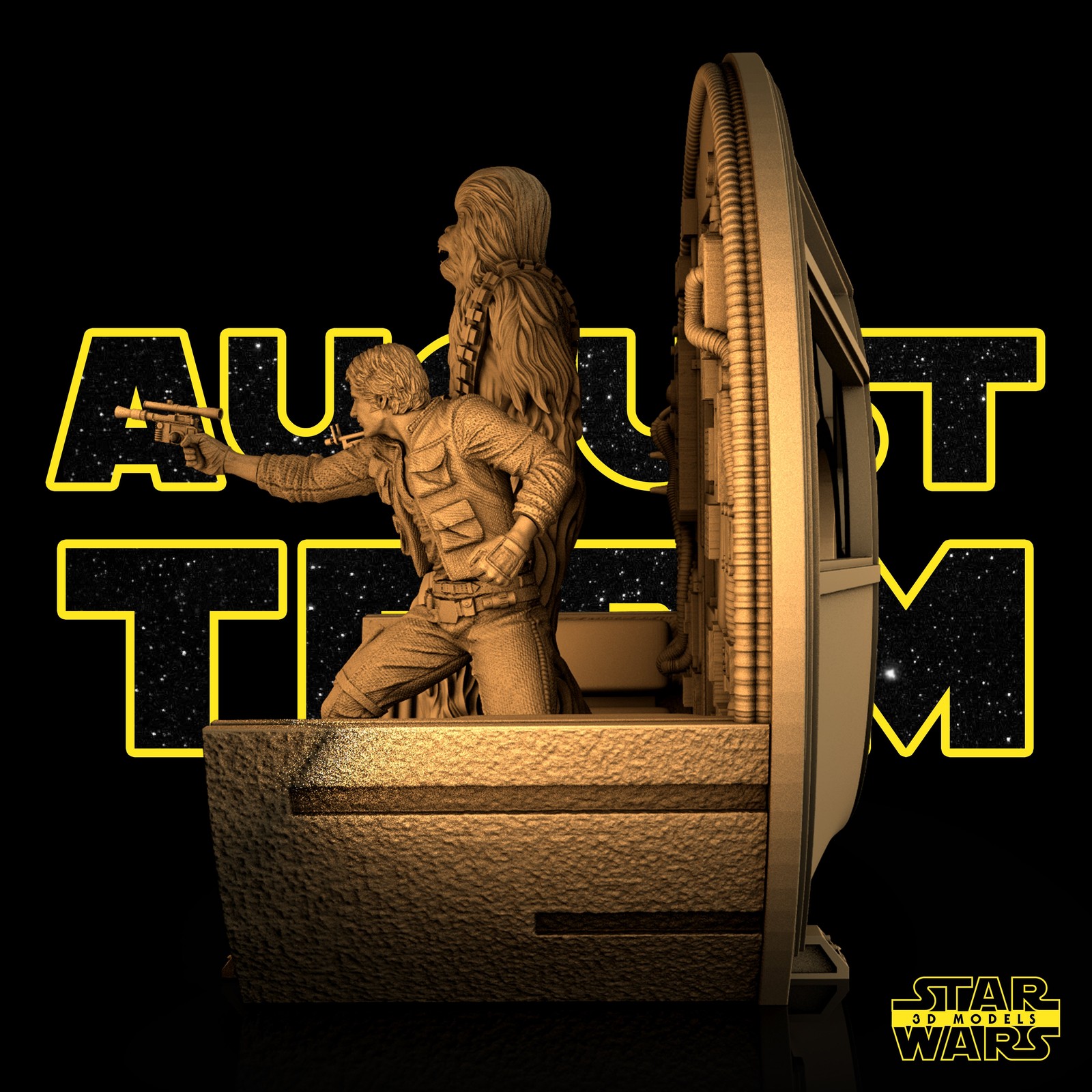 Han Solo And Chewbacca Diorama Base - Image 5