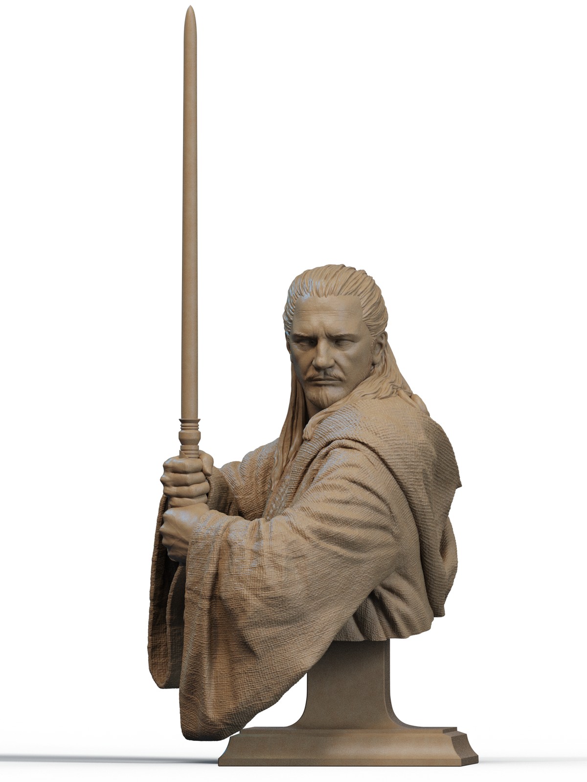 Qui-Gon Jinn Raised Saber - Bust (Star Wars)