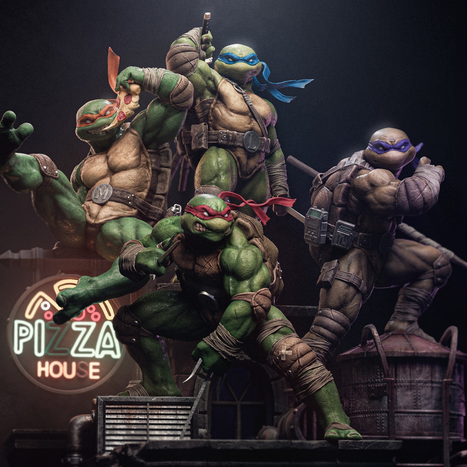 Leonardo, Raphael, Michelangelo & Donatello - Diorama (Teenage Mutant Ninja Turtles)