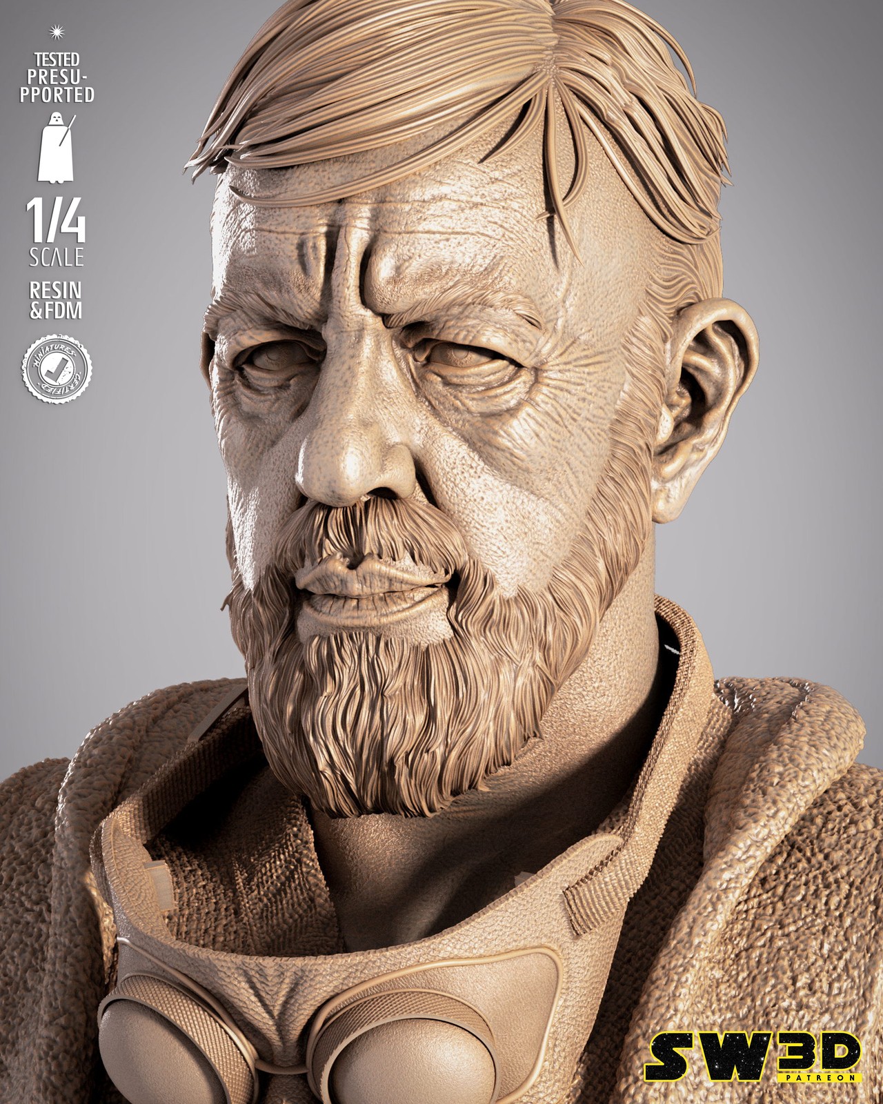 Old Ben Kenobi Portrait Bust - Image 4