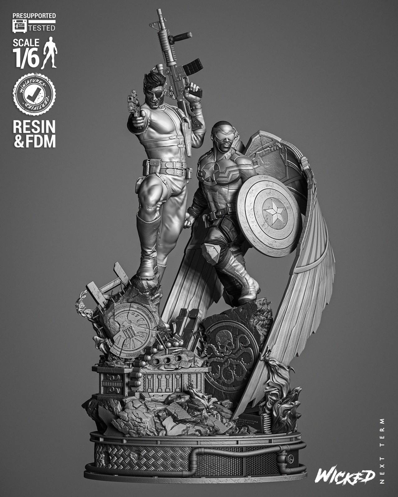 Nick Fury and Falcon Diorama