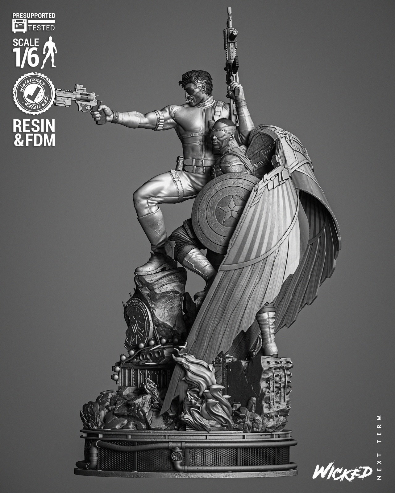 Nick Fury and Falcon Diorama - Image 2