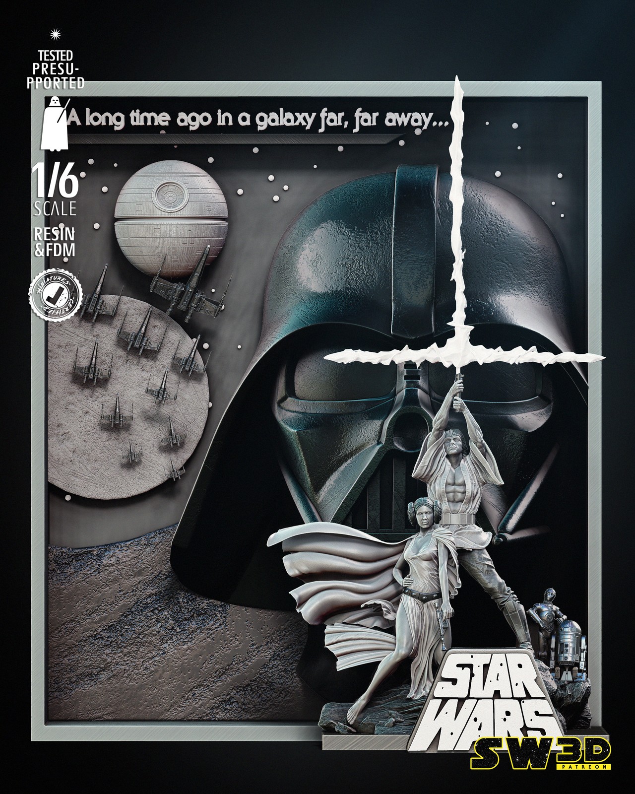 Luke and Leia Diorama Poster Version