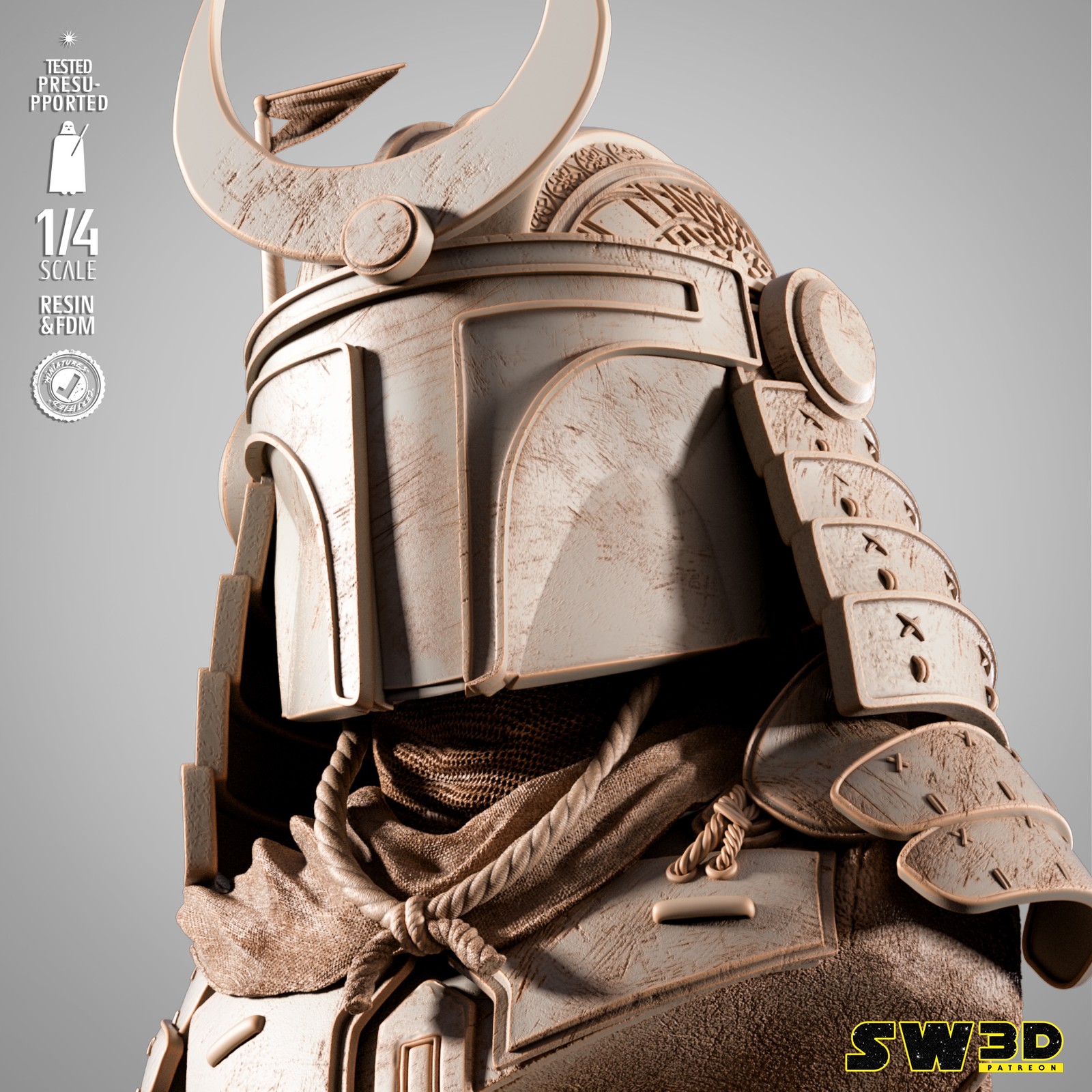 Boba Fett Samurai Portrait Bust