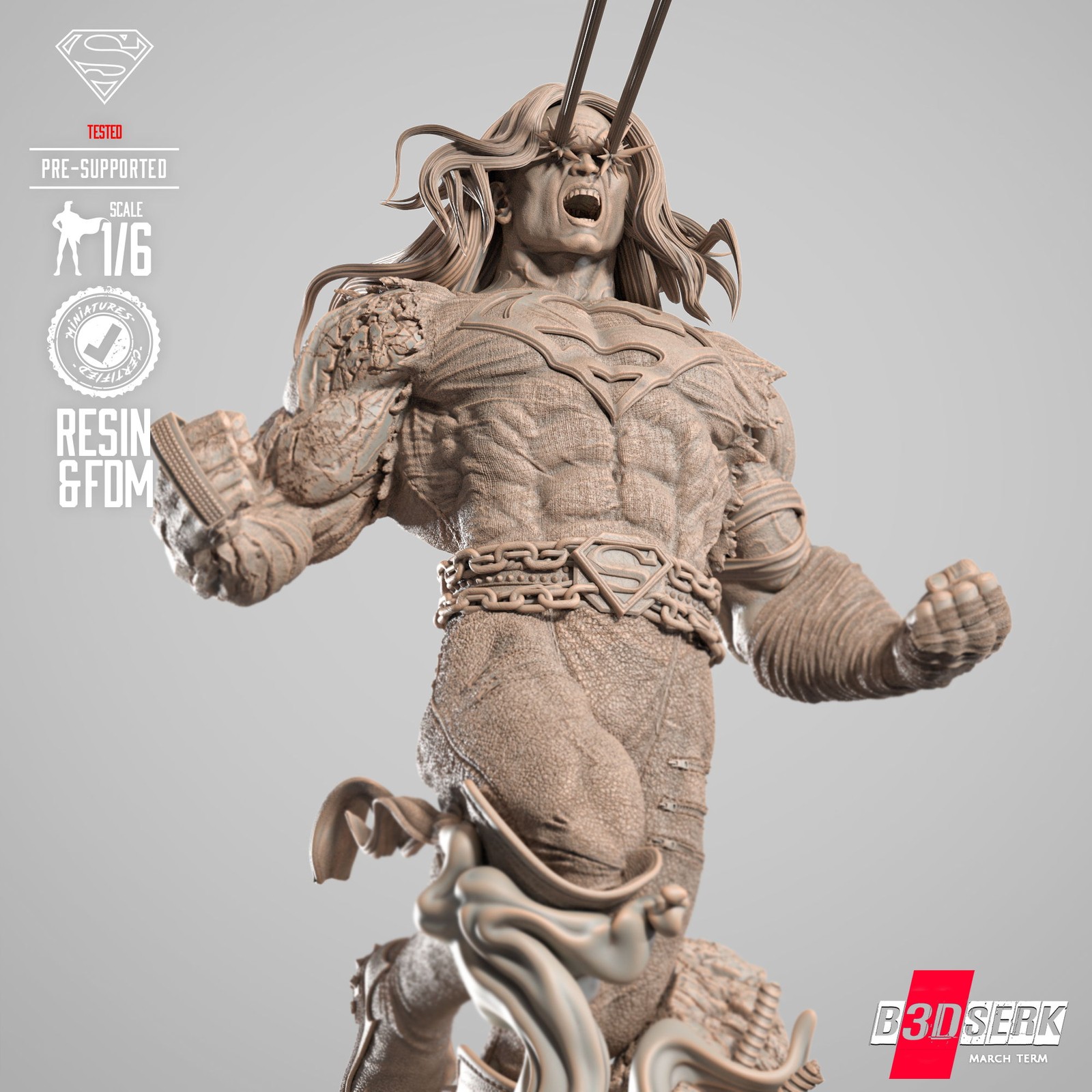 Superman Long Hair Dark Nights Sculpture - Image 3