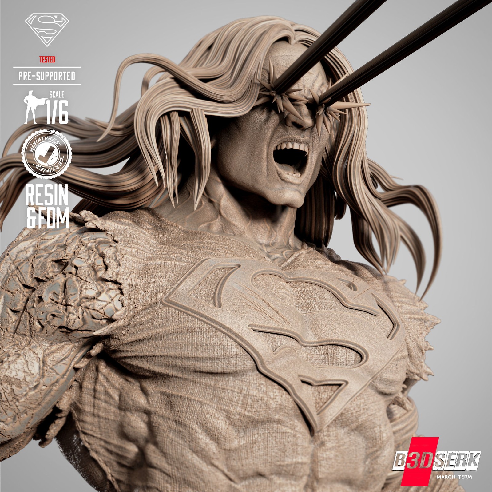 Superman Long Hair Dark Nights Sculpture - Image 5