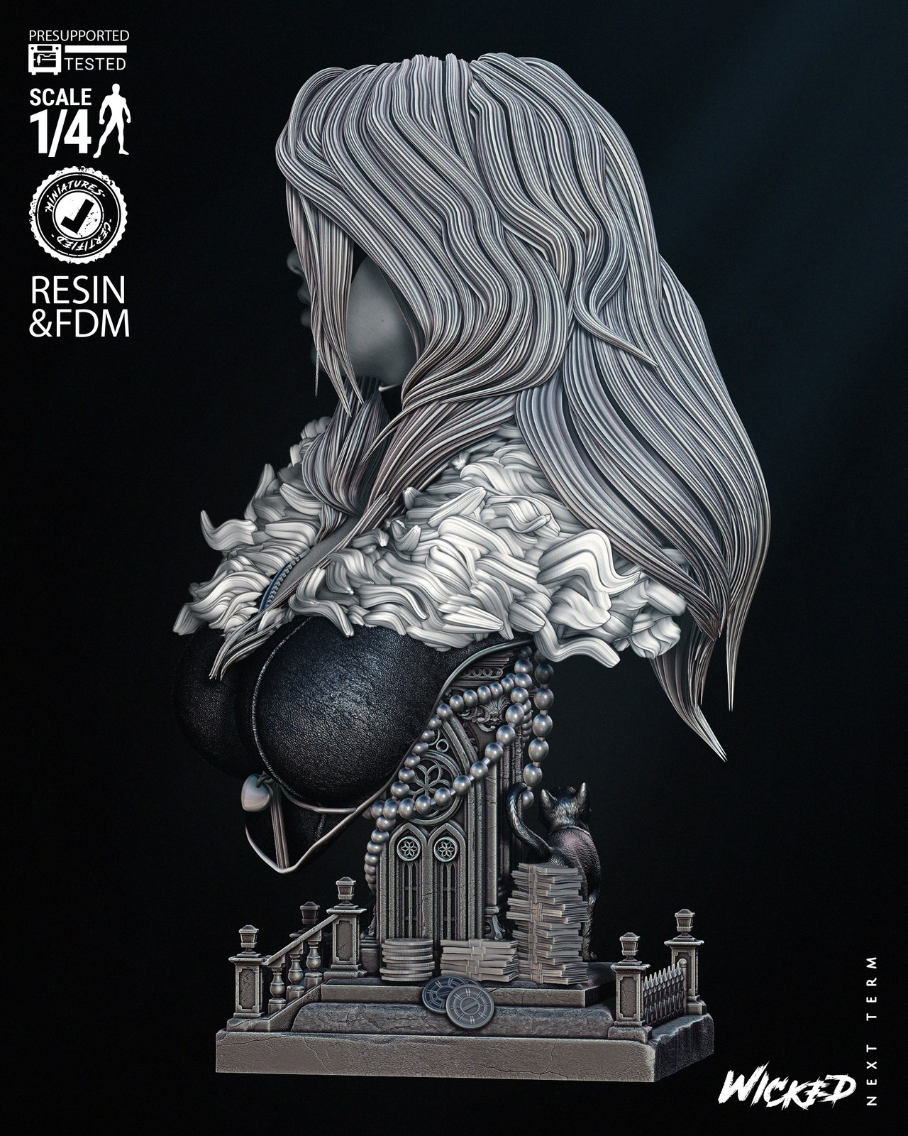 Black Cat Bust Portrait - Image 3