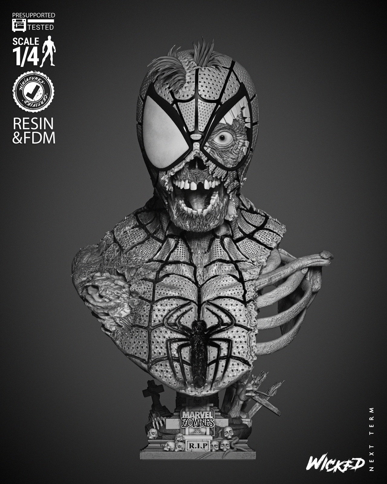 Spiderman Zombie Portrait Bust