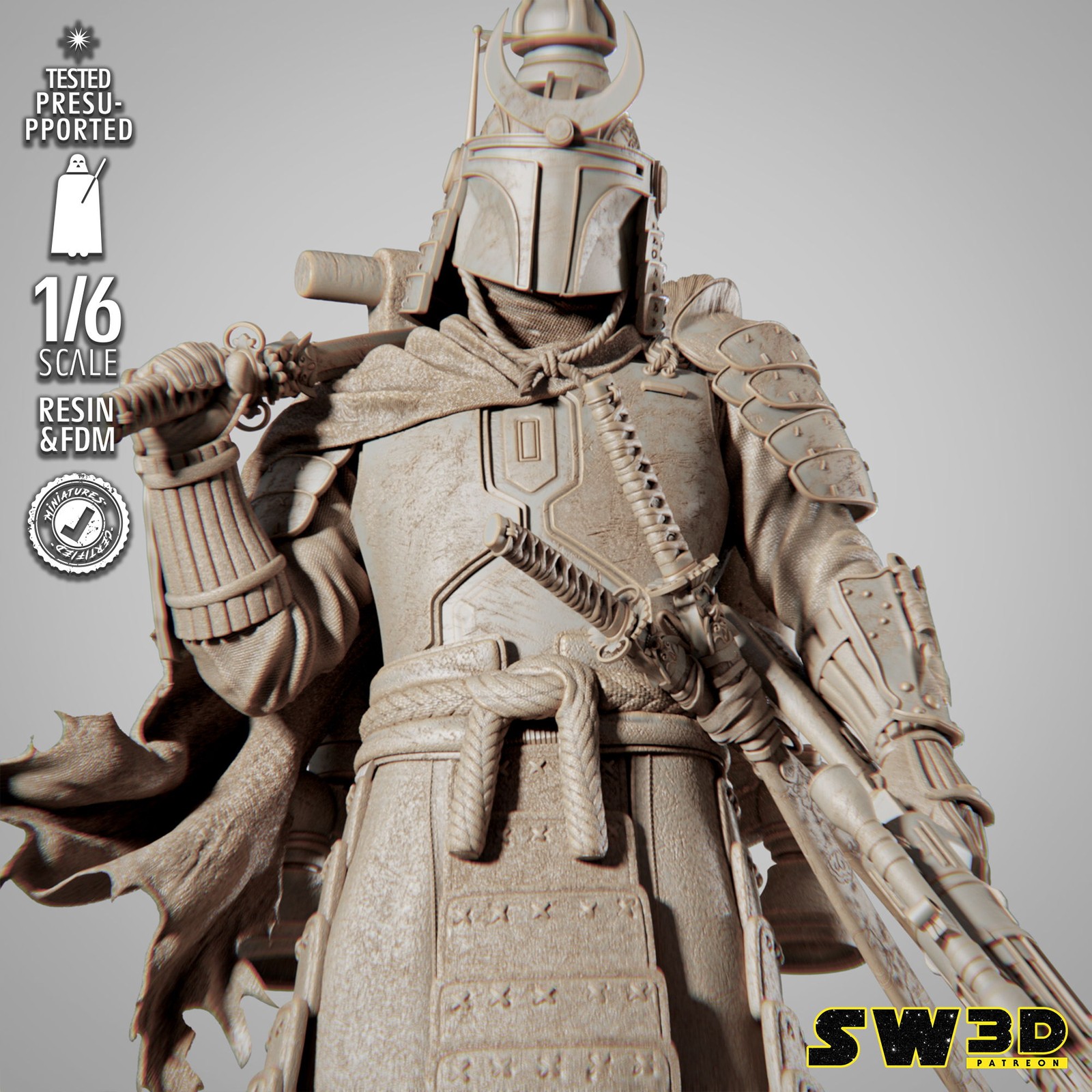 Boba Fett Samurai Sculpture - Image 3