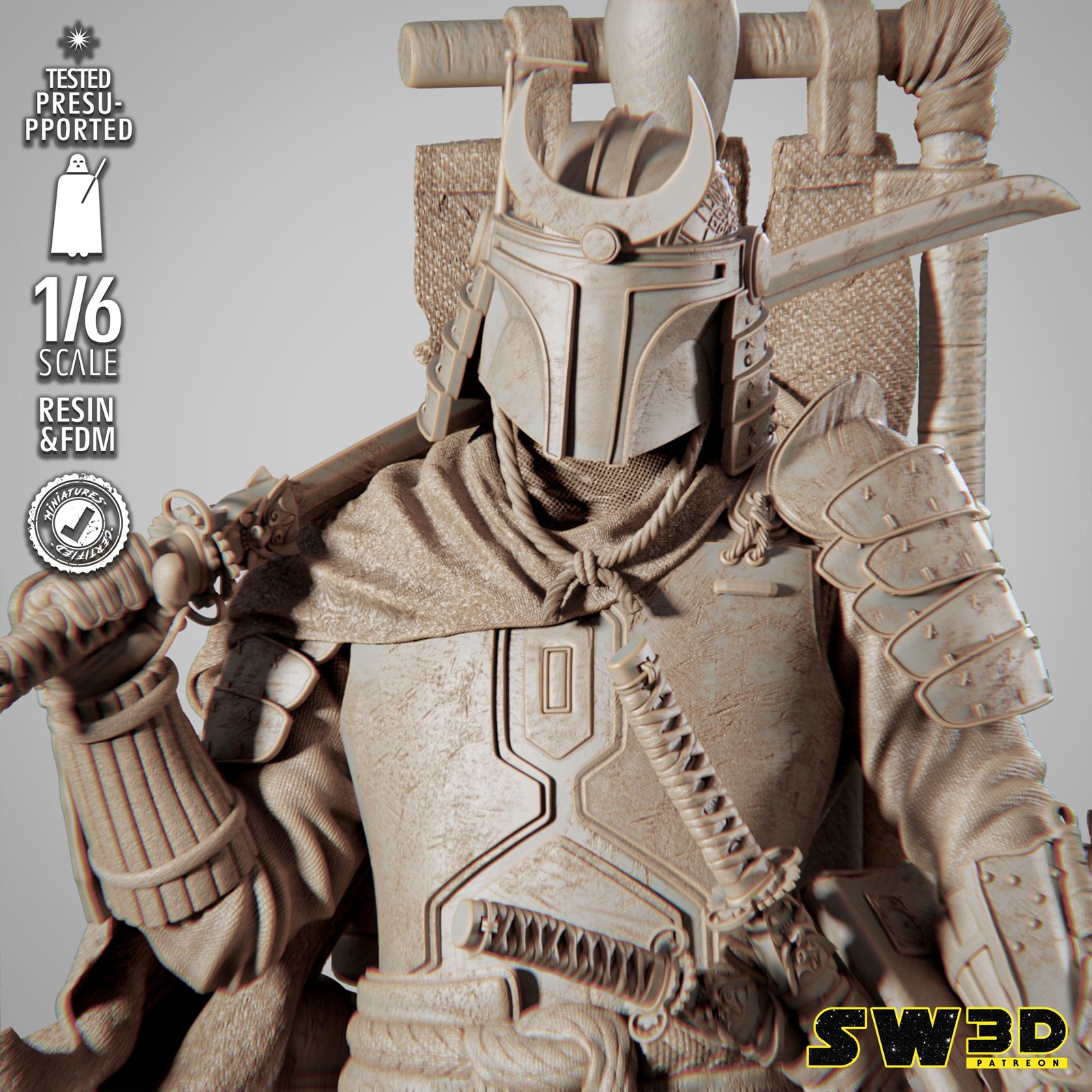 Boba Fett Samurai Sculpture - Image 5