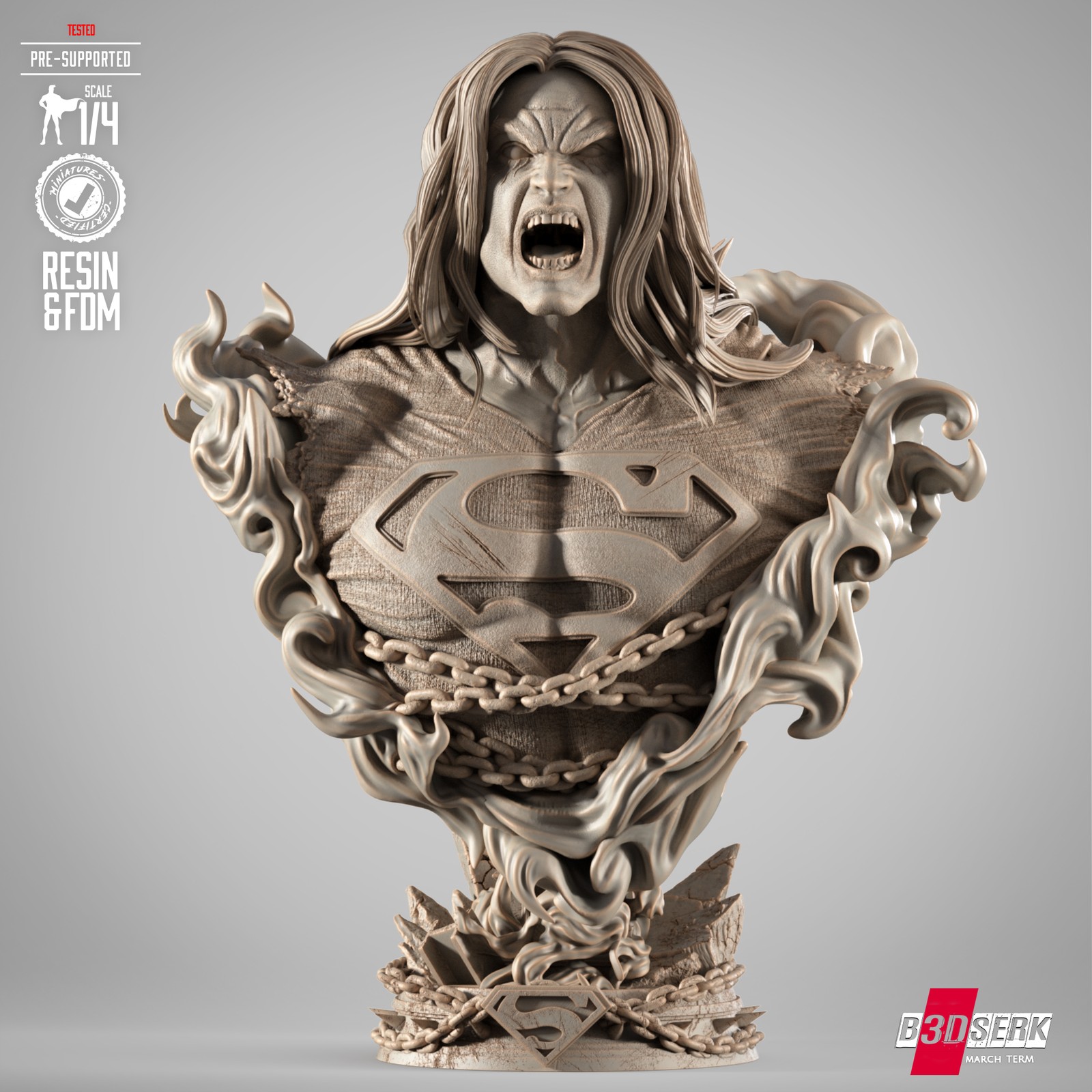 Superman Long Hair Dark Nights Portrait Bust