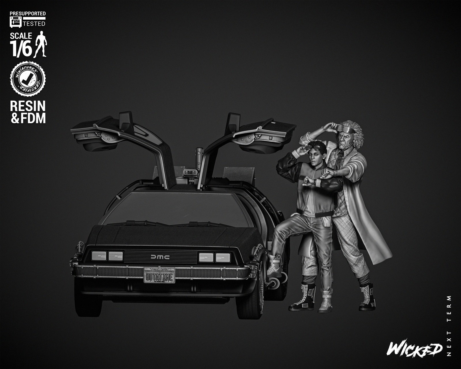 Marty McFly, Doc Brown & DeLorean Part II - Diorama (Back to the Future)