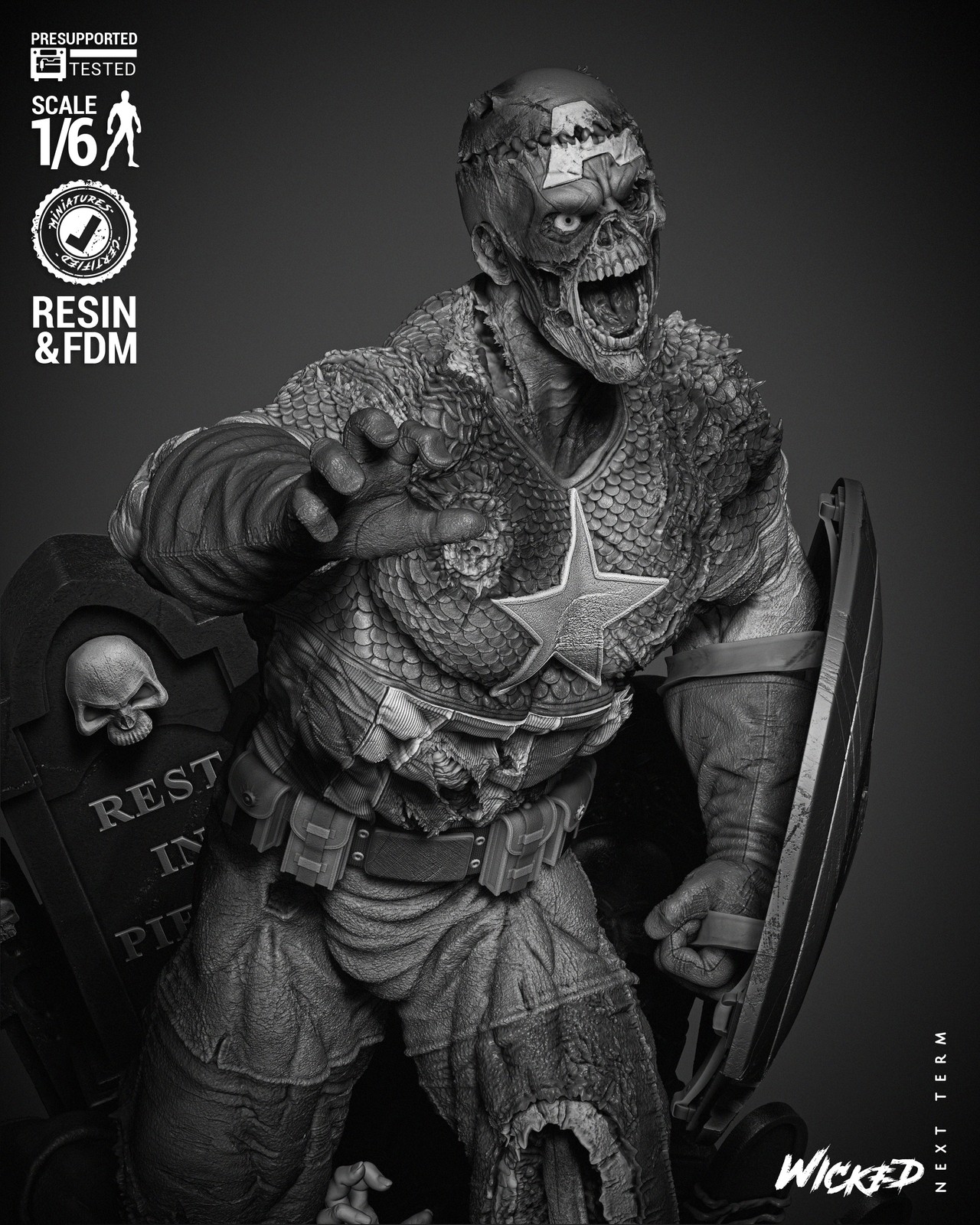 Captain America Zombie Sculpture - Image 5