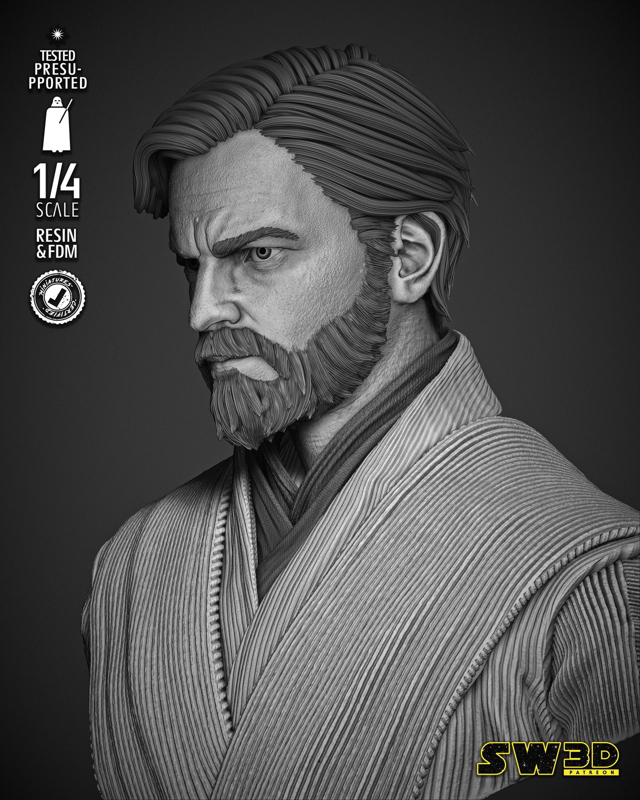 Obi Wan Kenobi Bust Portrait - Image 3