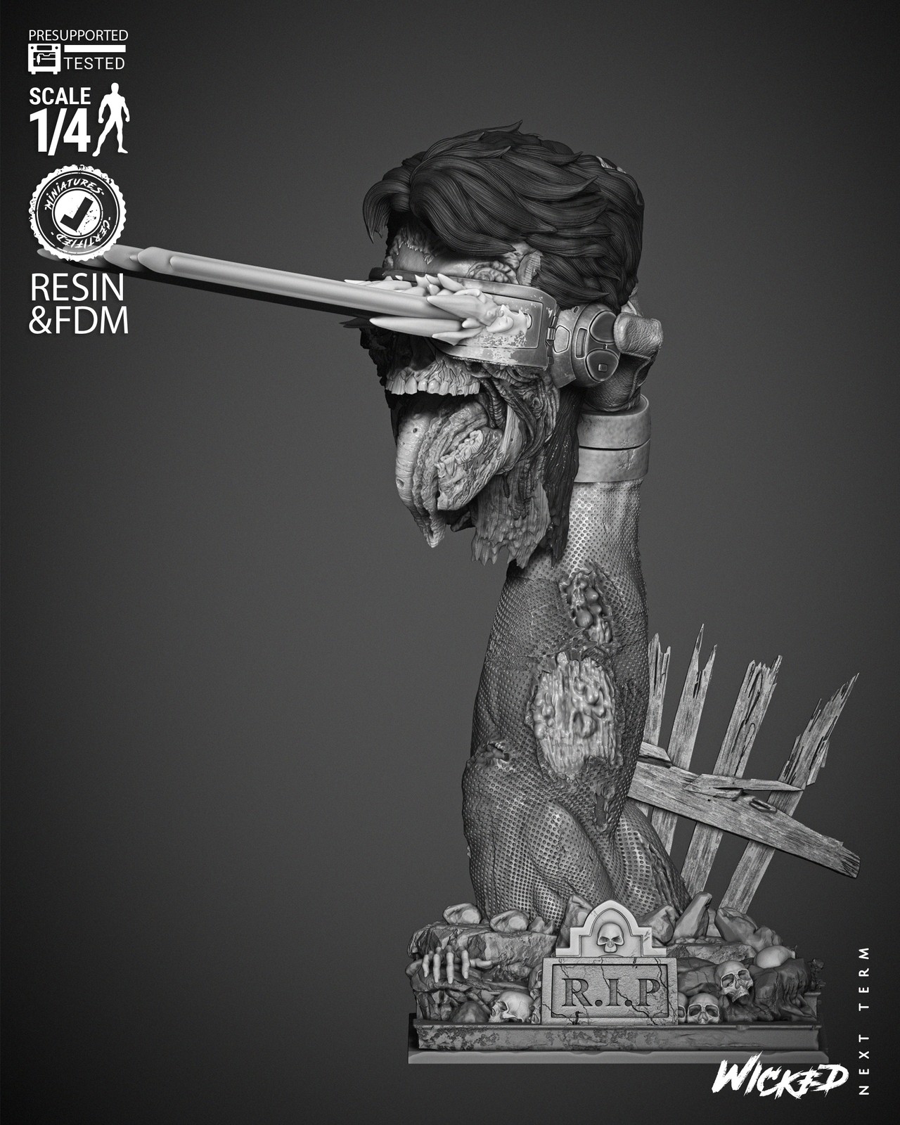 Cyclops Zombie Portrait Bust - Image 2