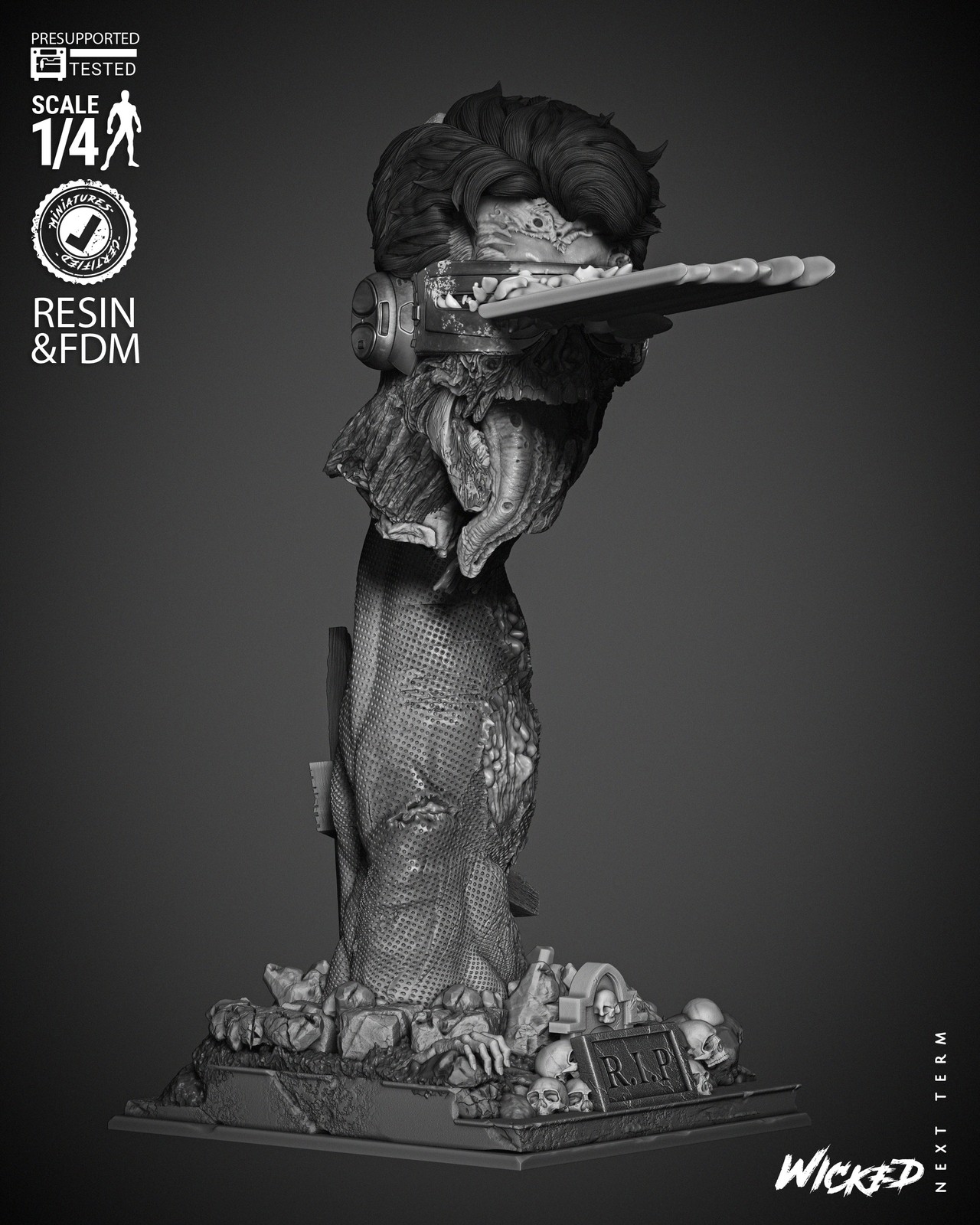 Cyclops Zombie Portrait Bust - Image 4