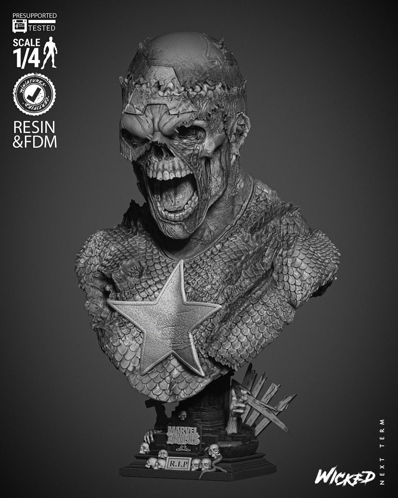 Captain America Zombie Portrait Bust - Image 2
