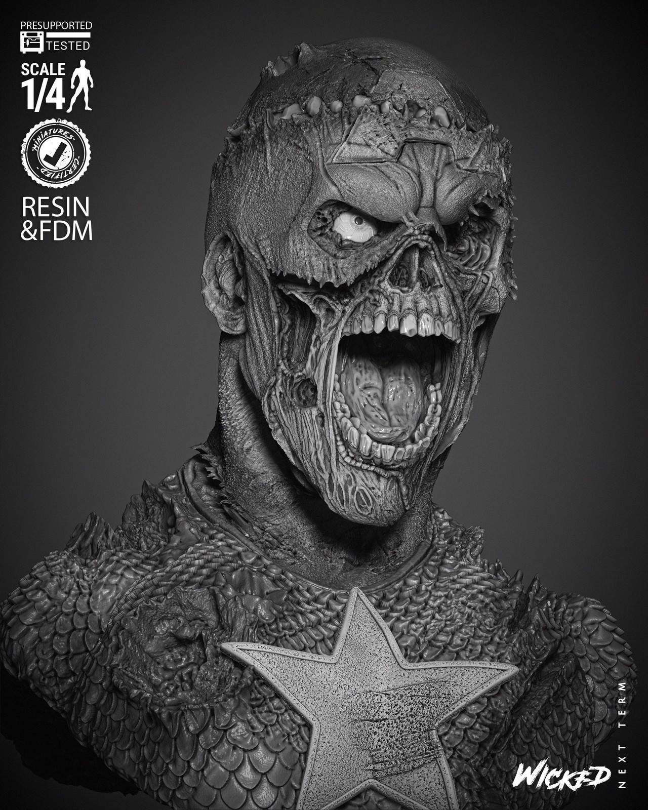 Captain America Zombie Portrait Bust - Image 4