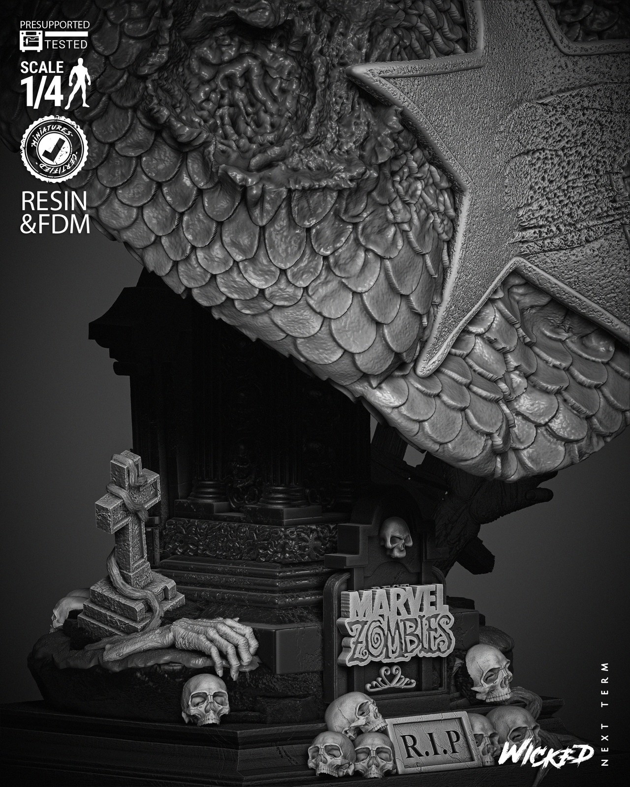 Captain America Zombie Portrait Bust - Image 5